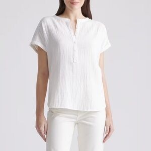 NWT Quince 100% Organic Cotton Gauze Roll Sleeve Shirt